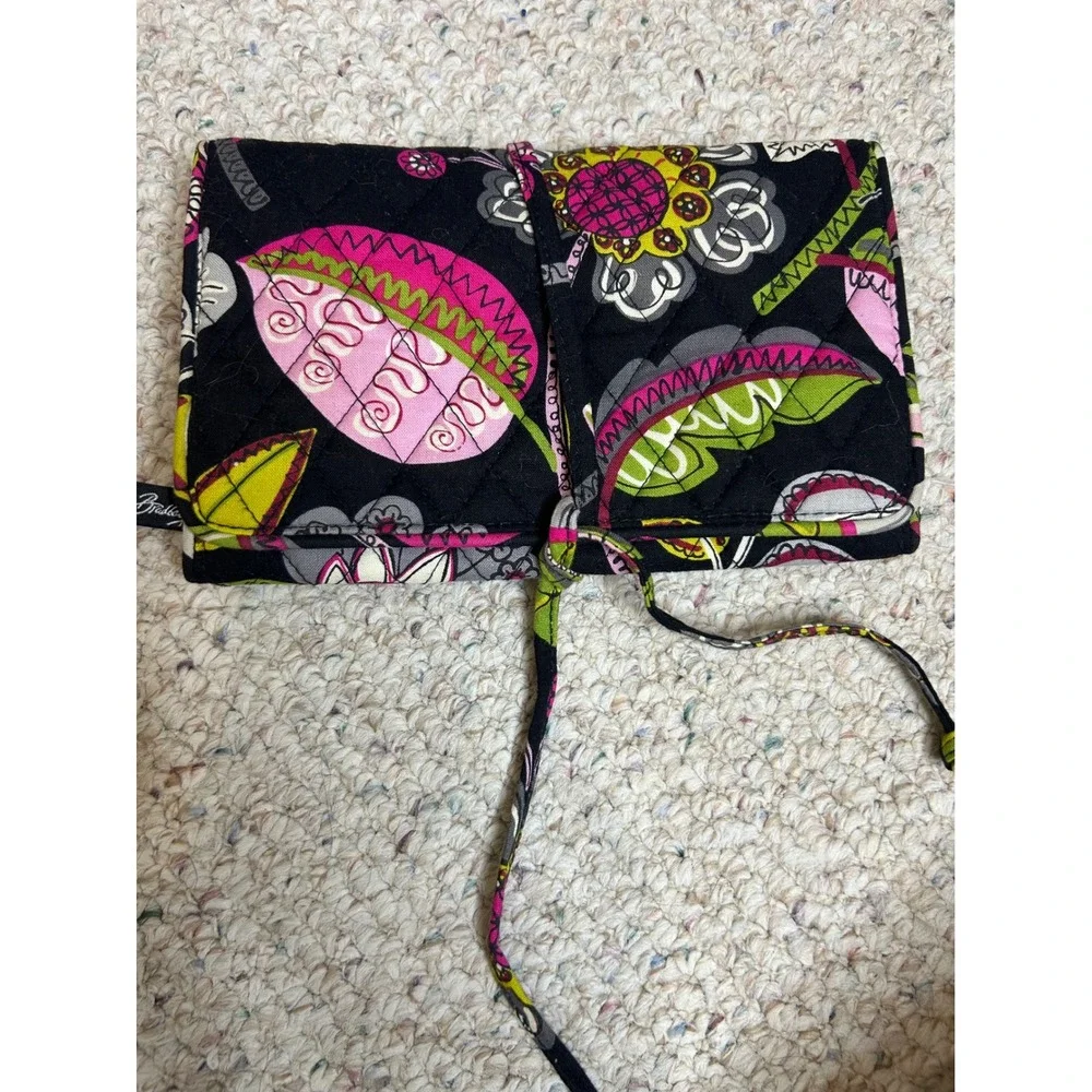 Vera Bradley‎ Jewelry Case Roll Black Floral Travel Organizer Cosmetic Bag